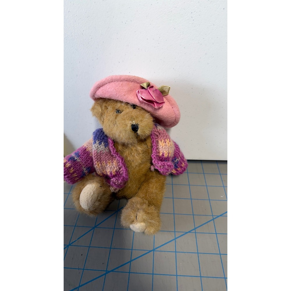 The Boyds Collection Archive Series Teddy Bear Pink Hat Knit Cardigan 6 Inch